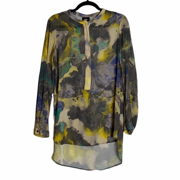 Mossimo Supply Co. Tops - Massimino Watercolor Shirt Zipper Sheer Medium